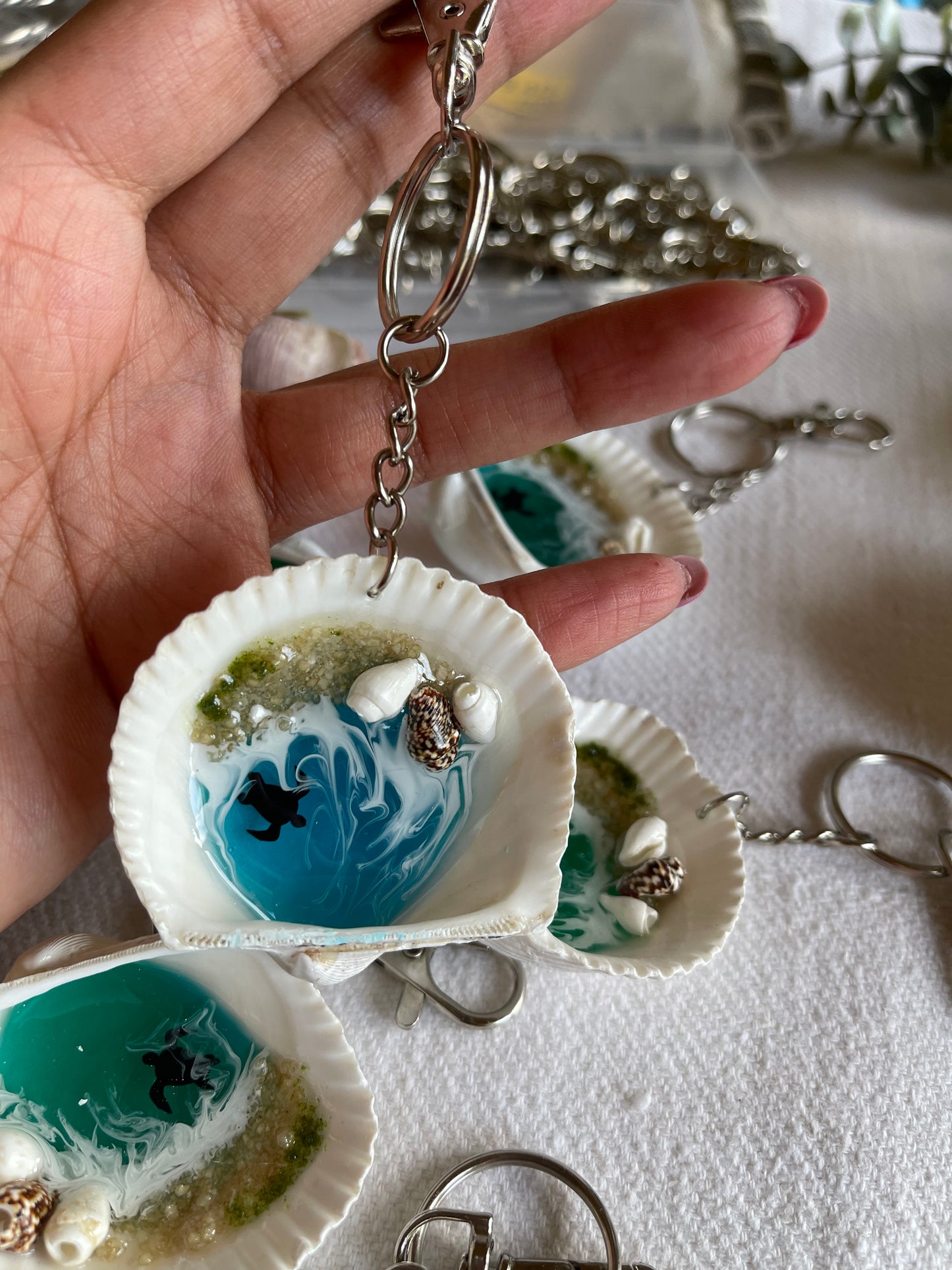 Seaside Serenity: Resin Ocean Keychains