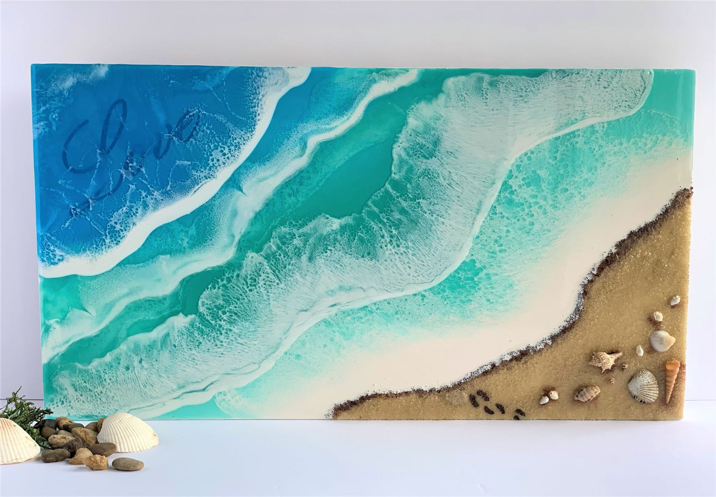 Custom quote - Resin ocean waves coastal décor wall art