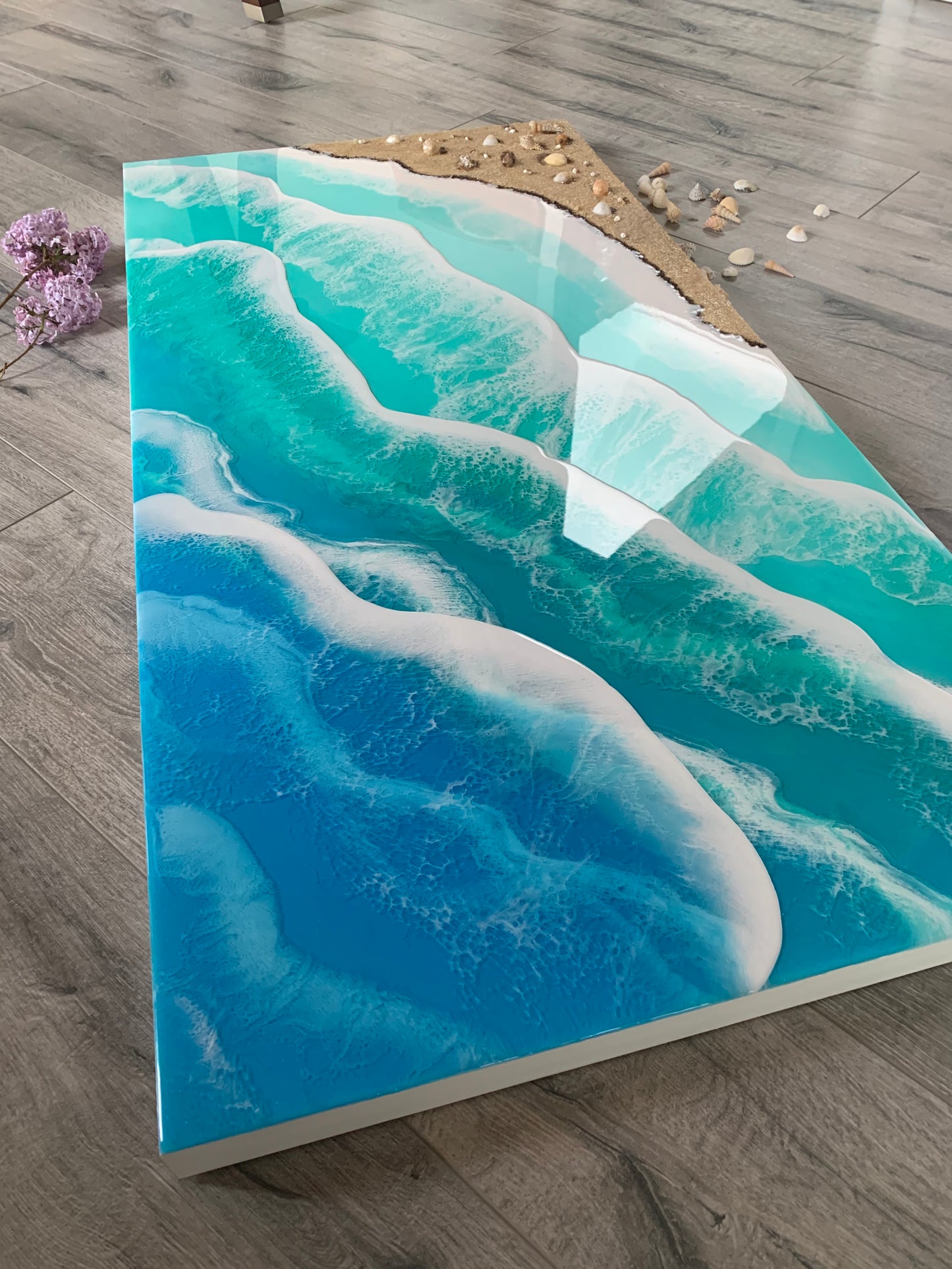 Custom quote - Resin ocean waves coastal décor wall art