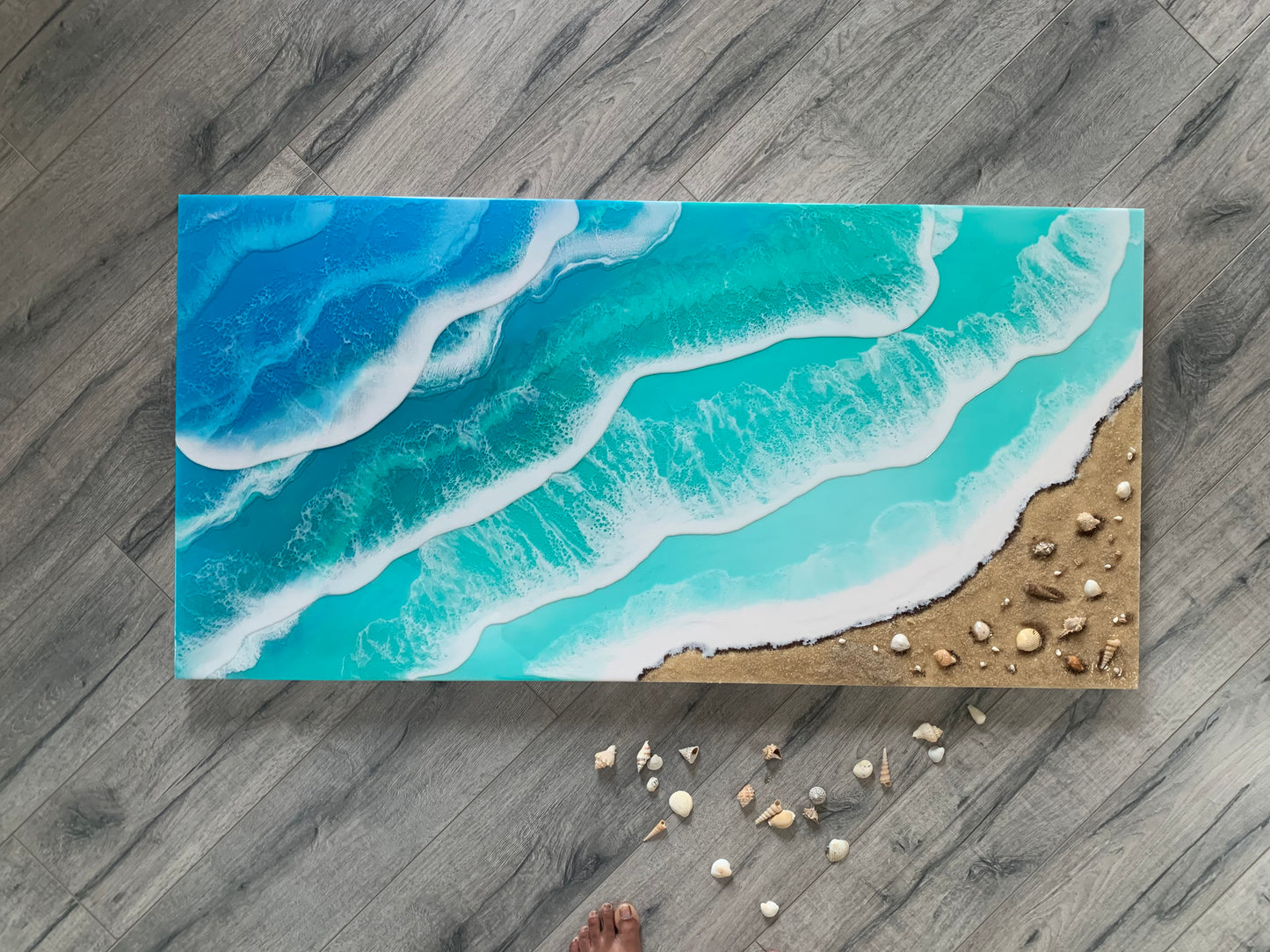 Custom quote - Resin ocean waves coastal décor wall art