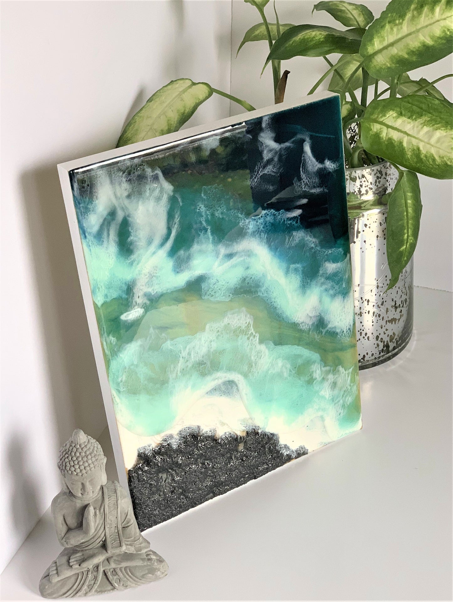 Custom quote - Resin ocean waves coastal décor wall art