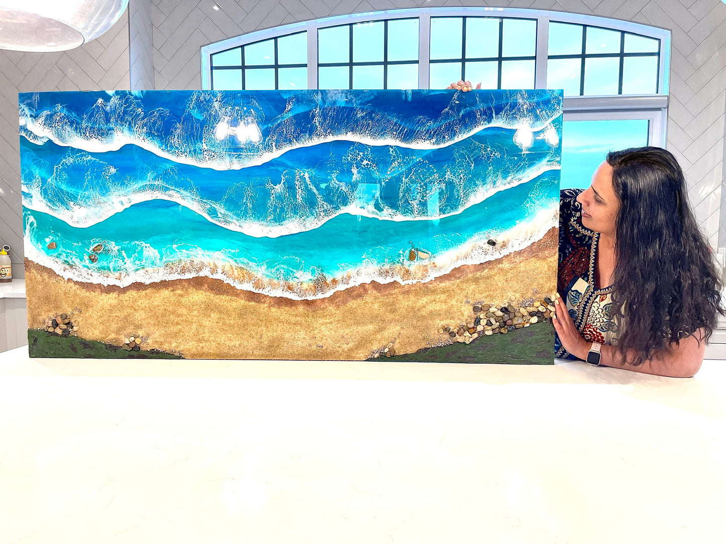 Custom quote - Resin ocean waves coastal décor wall art