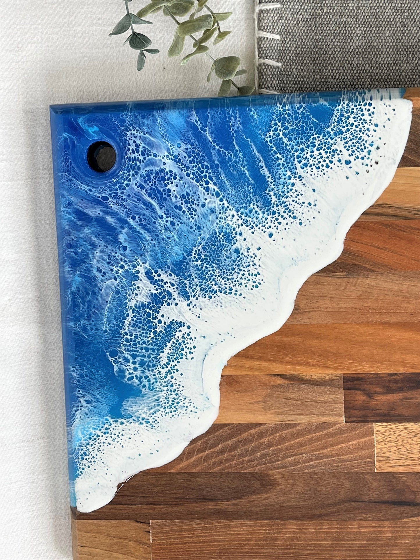 Walnut Charcuterie board resin ocean waves