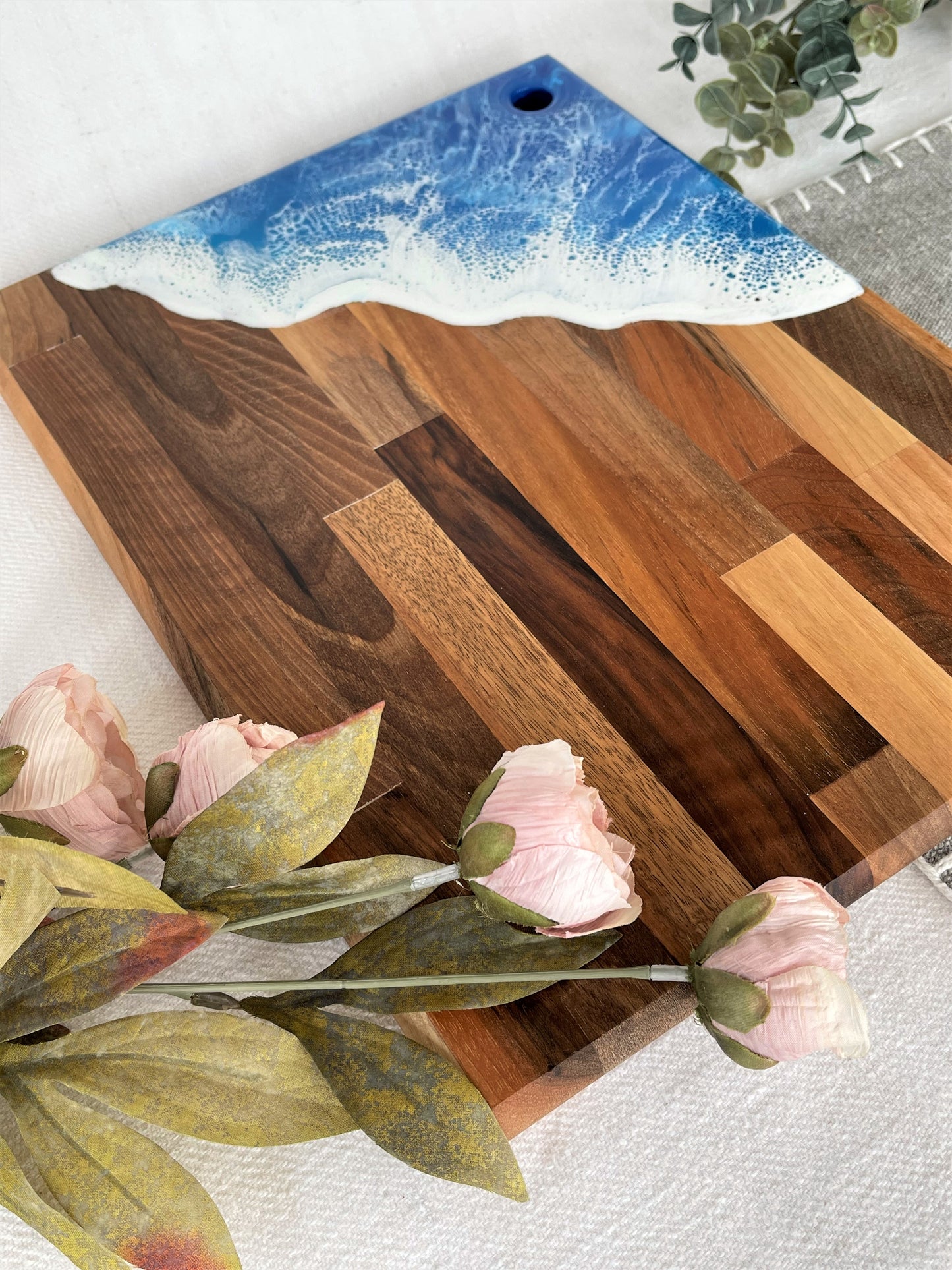 Walnut Charcuterie board resin ocean waves