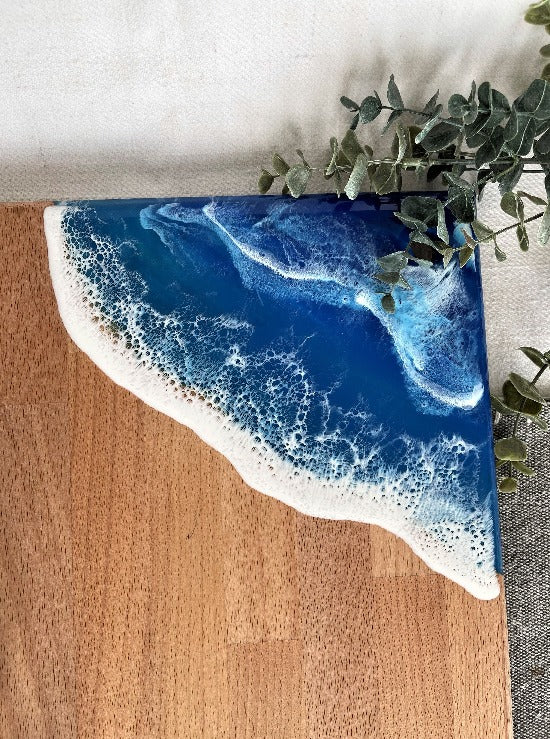 Maple Charcuterie board rectangle with stunning ocean wave resin art - unique and exquisite craftmanship