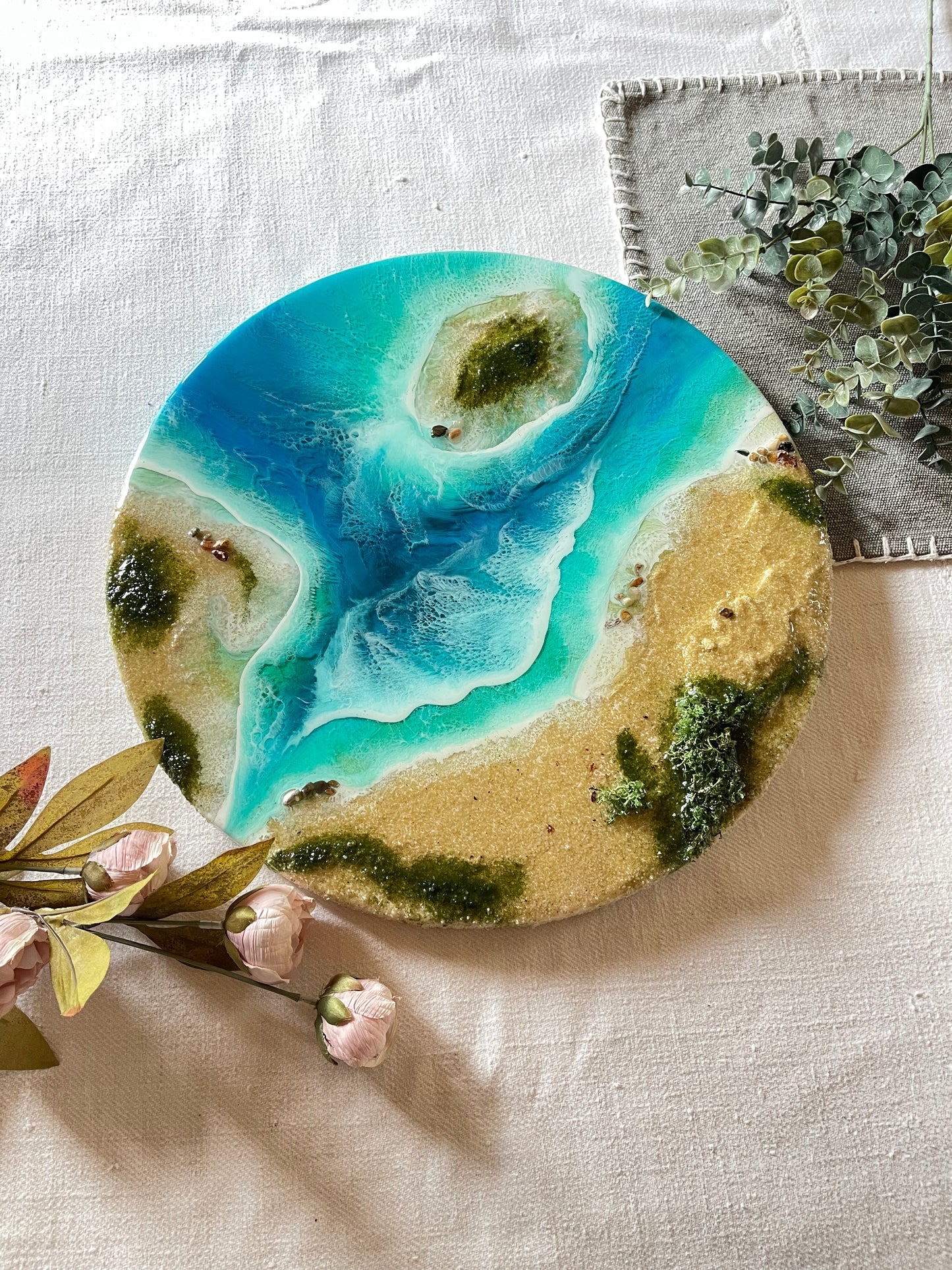 Resin wall art  round ocean waves