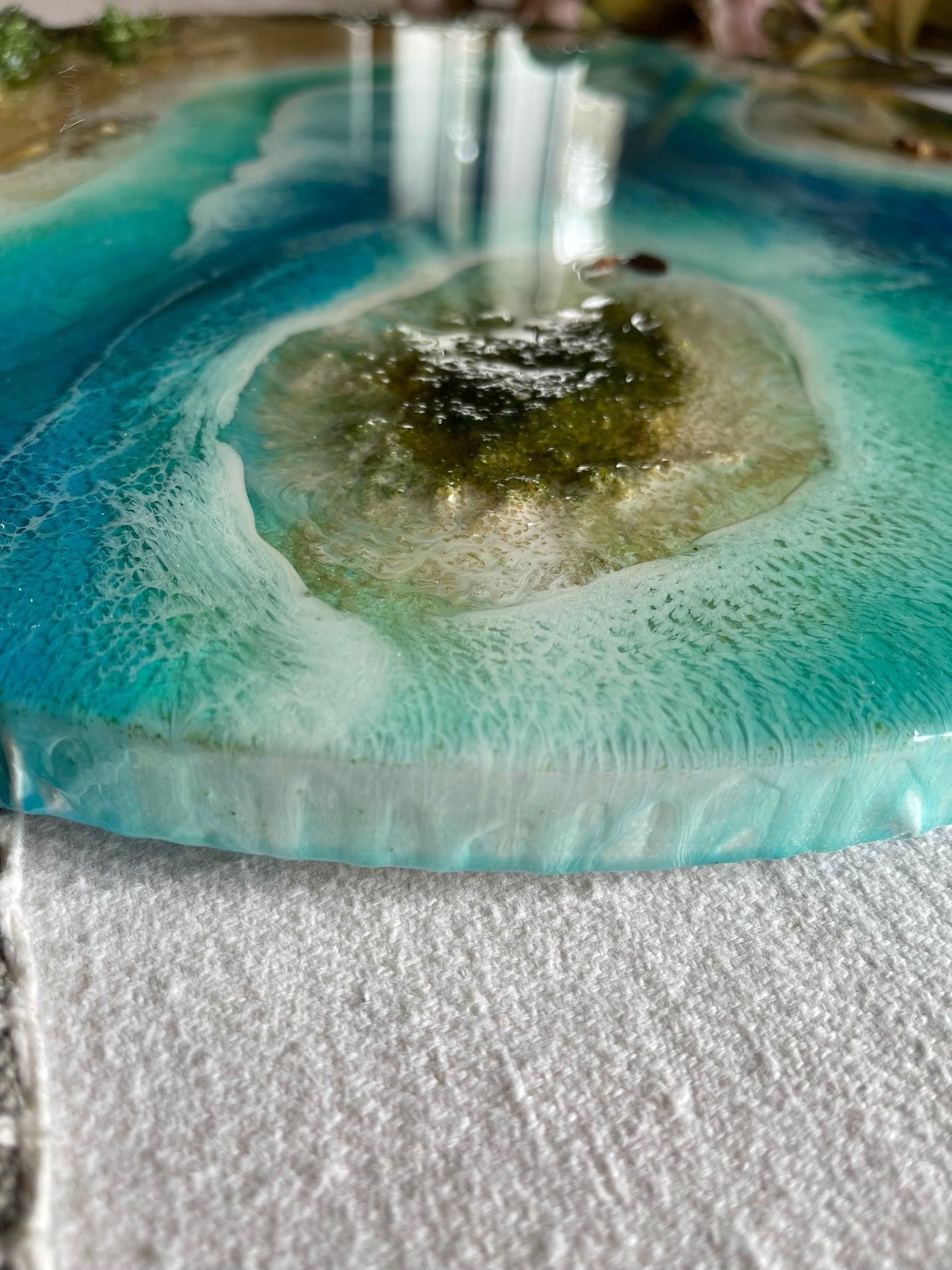 Resin wall art  round ocean waves